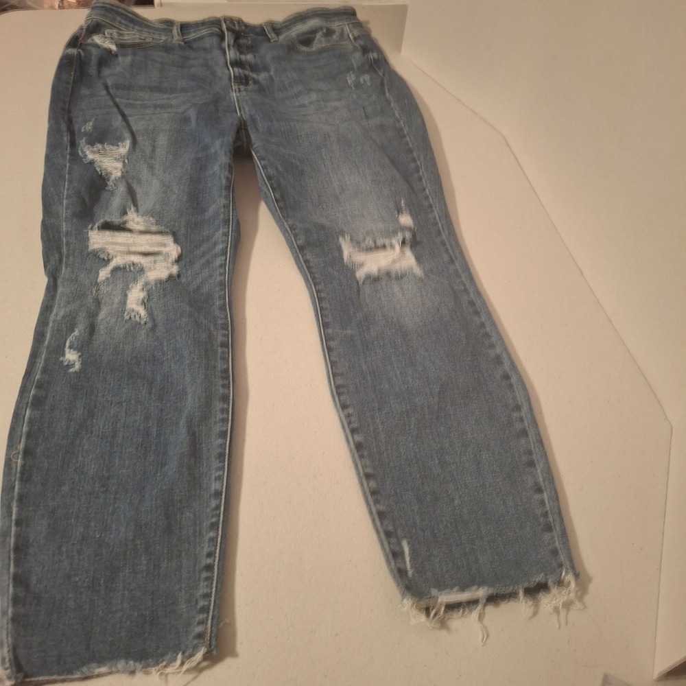 Judy Blue Los Angeles Womens Jeans Size 15 32 Relaxed Fit Distressed‎ Denim